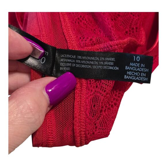 Smart & Sexy The Curvy Collection High Rise Cheekini Womens 10 Red Lace Mesh - Picture 7 of 8